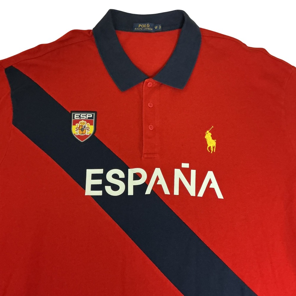 Polo Ralph Lauren Polo Shirt Mens 6XB Red España Spain Big Pony World Cup 16